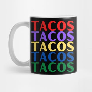 "TACOS" Taco Lover Multicolor Letters Mug